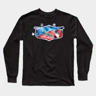 Flag Shield- Brushed Steel Long Sleeve T-Shirt